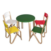 Juego de muebles de jardín colorido para niños, mesa de juguete de madera y juguete de silla para niños, mejor conjunto de muebles de madera para bebé Wj277588